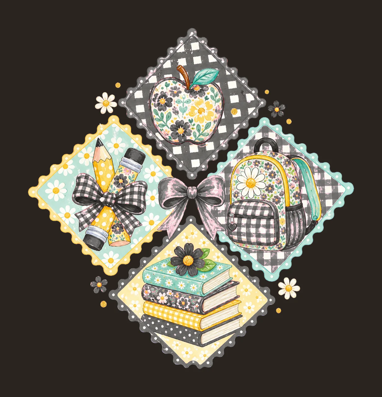 Preppy Back to School Floral Girly sublimation Variation B contrast preview thumbnail