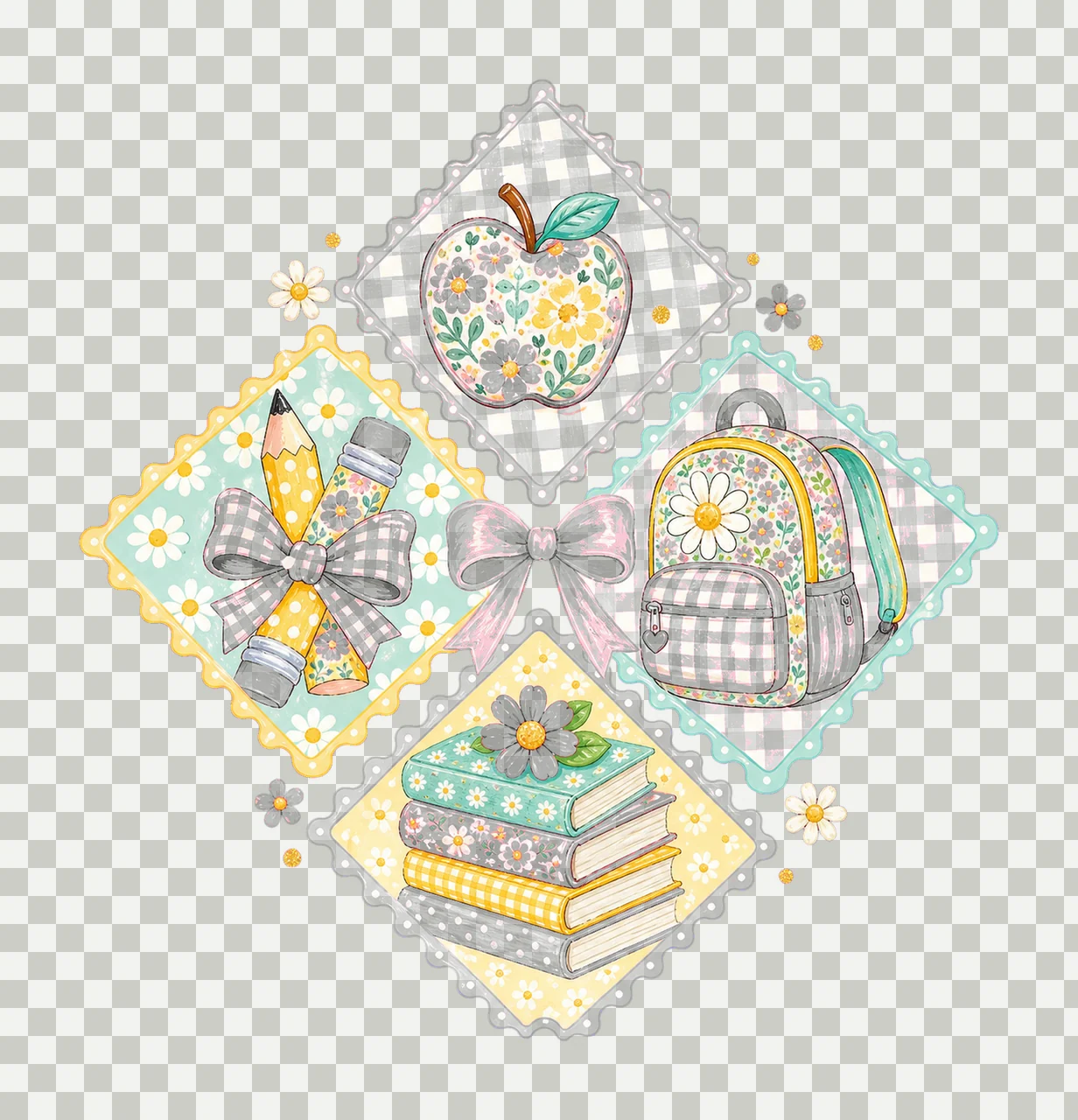 Preppy Back to School Floral Girly sublimation Variation B transparency and detail preview thumbnail