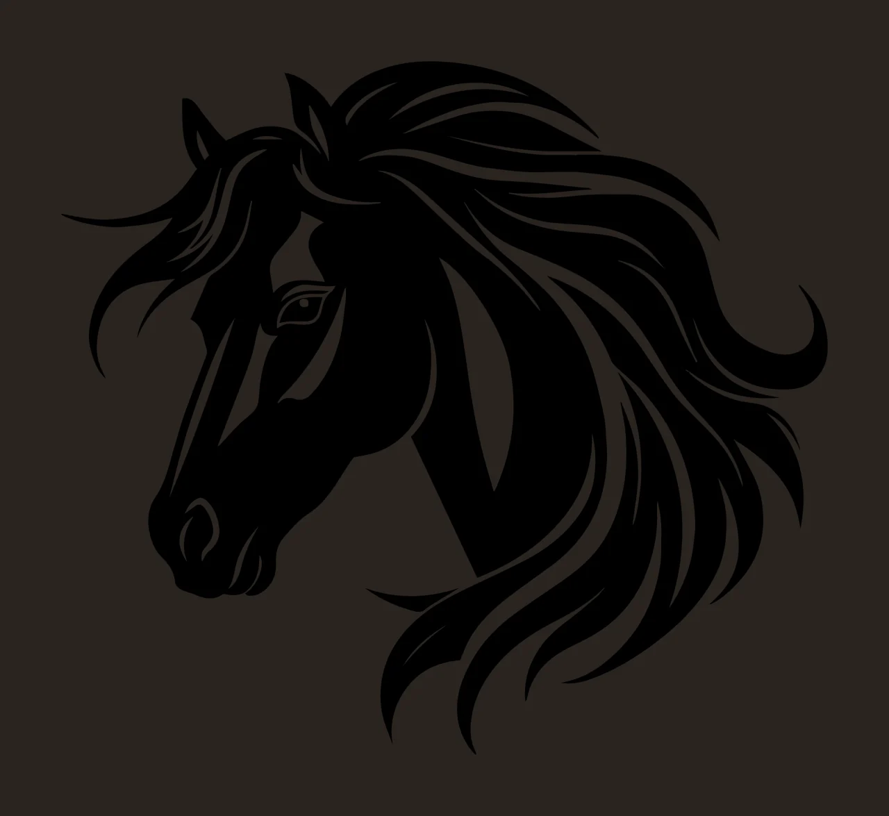 Horse Head Black Silhouette Profile mane equine animal majestic contrast preview thumbnail