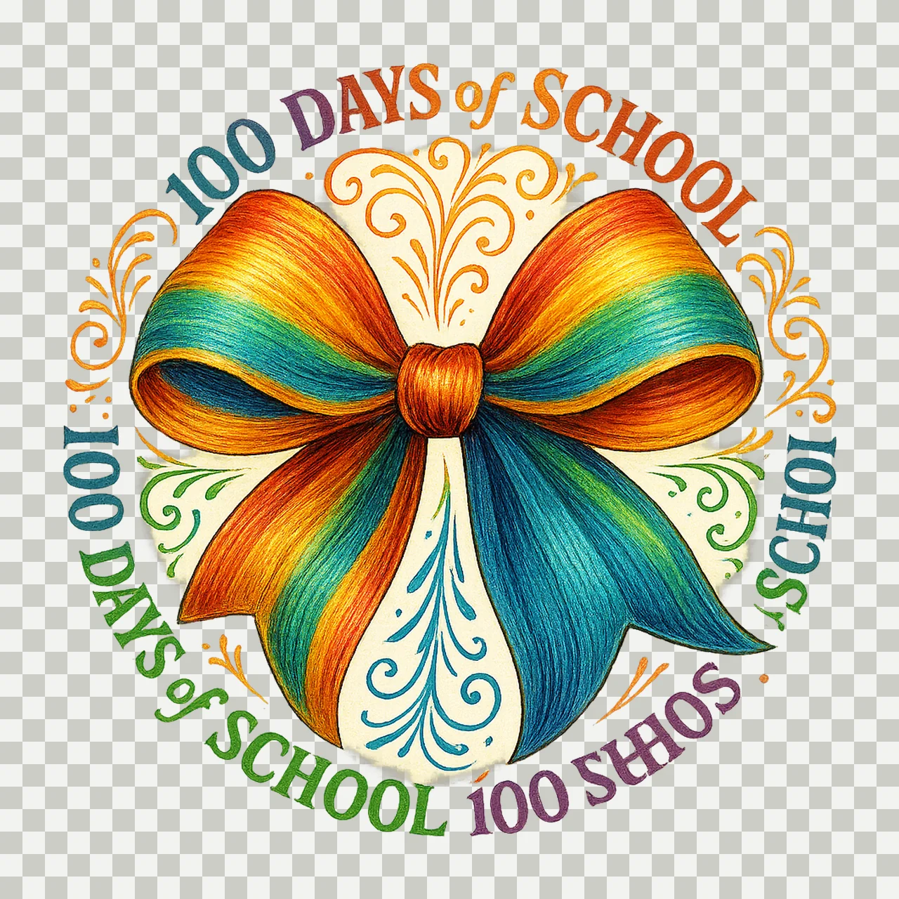 Coquette Bow 100 Days of School Colorful Teacher Design transparency and detail preview thumbnail