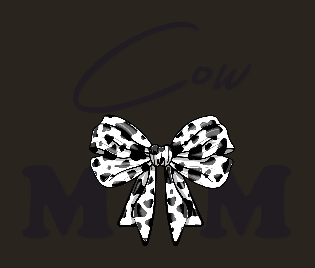 Cow Mom Text With Bow decorated graphic typography black mother contrast preview thumbnail