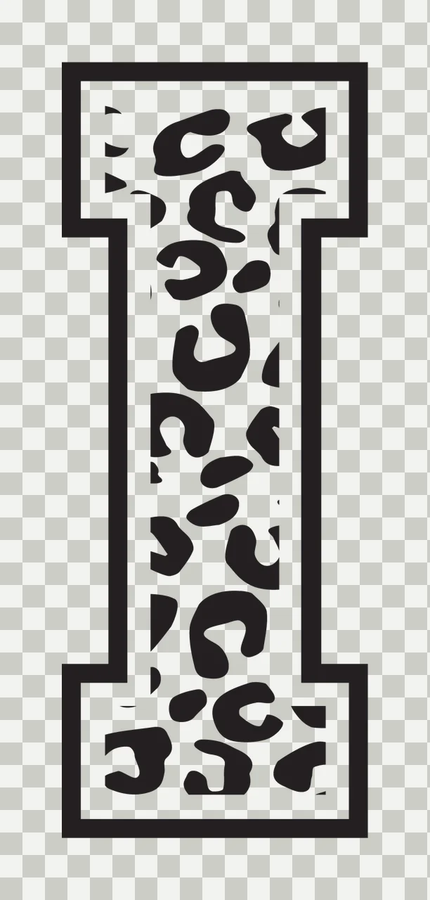Black Varsity Half Font Leopard Character 33 print animal cheetah transparency and detail preview thumbnail