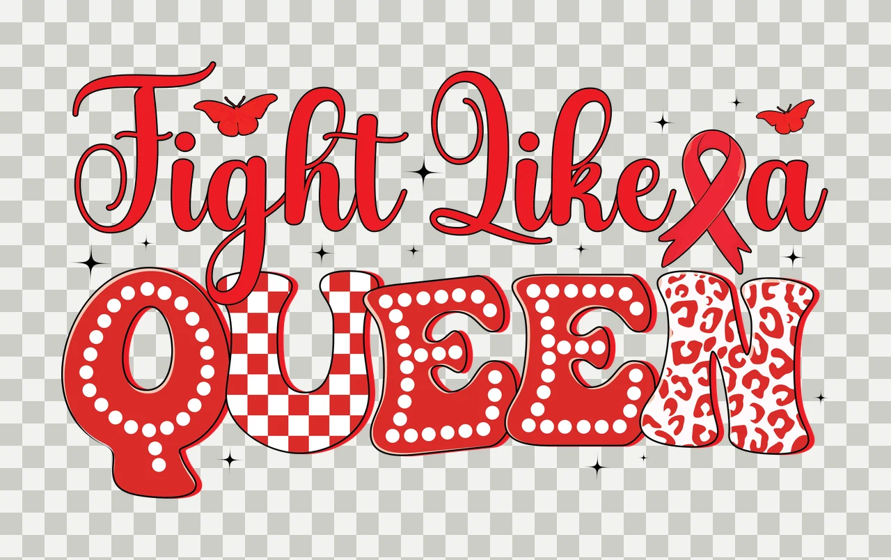 Ribbon Fight Like A Queen Lettering display butterfly script and transparency and detail preview thumbnail