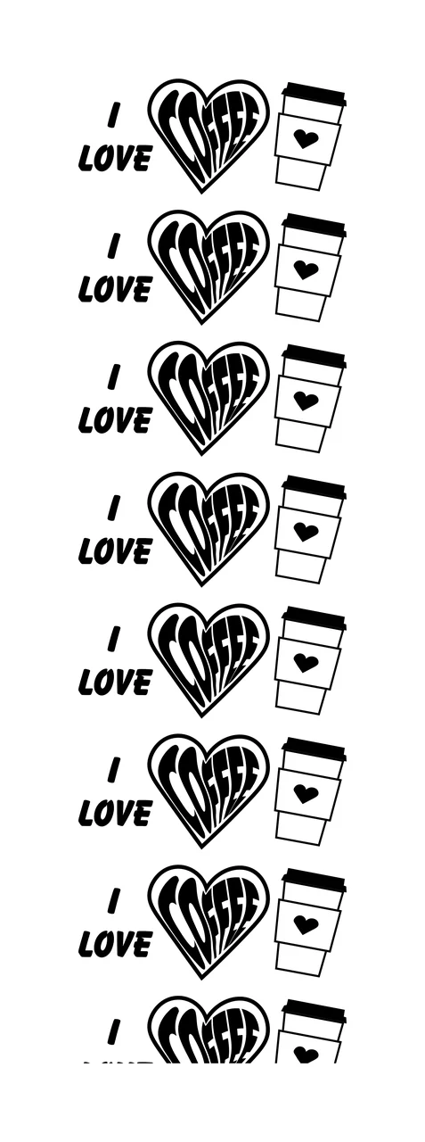 Heart And Cup motif pattern black white background beverage