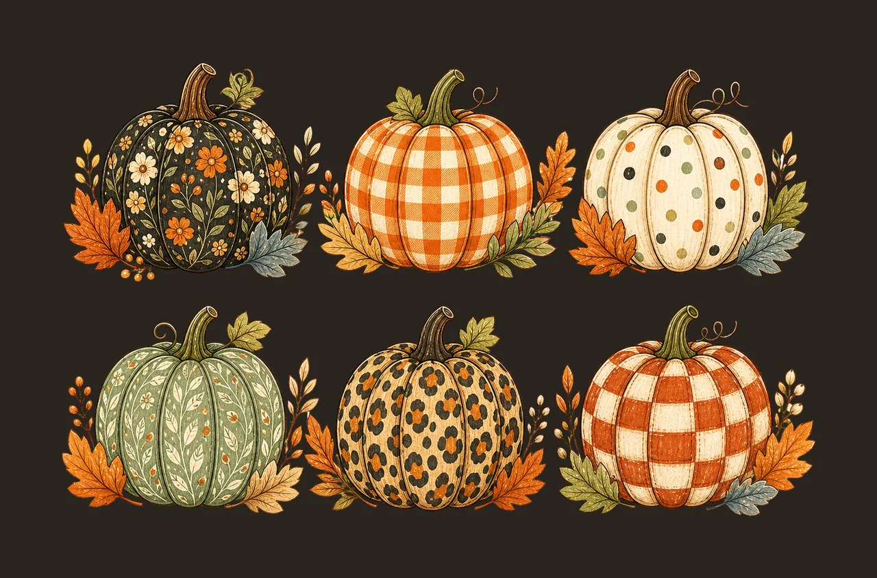 Pumpkin Preppy Fall Pumpkin Sublimation Cute Variation A contrast preview thumbnail