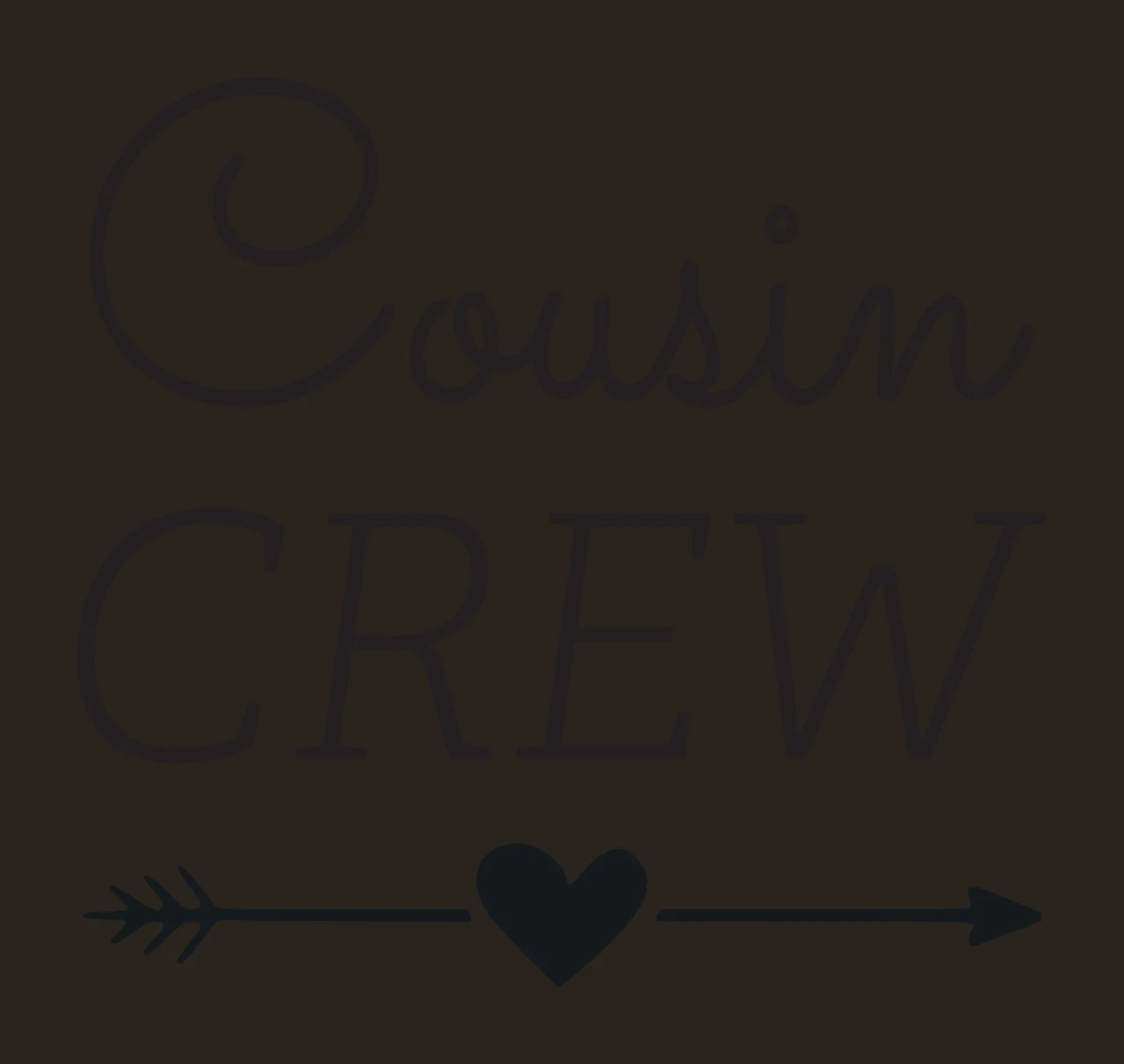 Cousin CREW Typography Design with arrow and heart in black and white contrast preview thumbnail