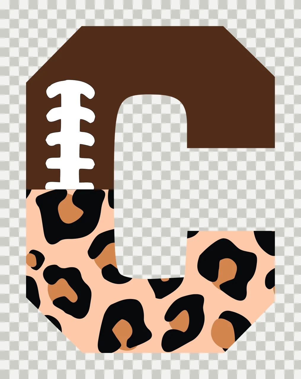 Football Font Half Leopard Character 11 american gridiron touchdown transparency and detail preview thumbnail