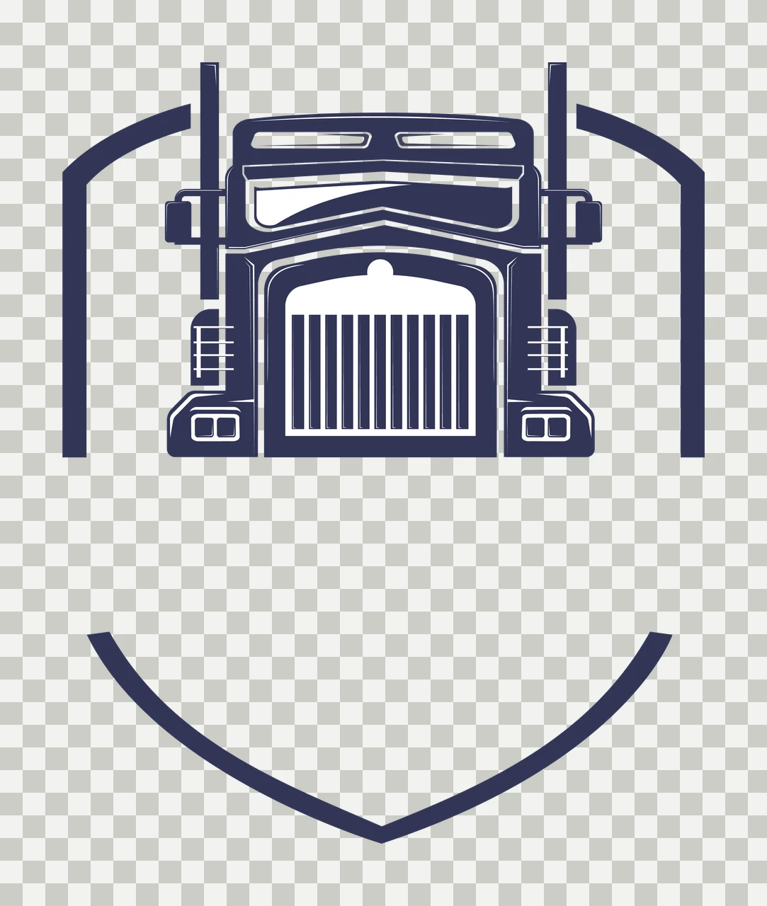 Truck Front Shield Emblem Graphic and Framing cab line art transparency and detail preview thumbnail