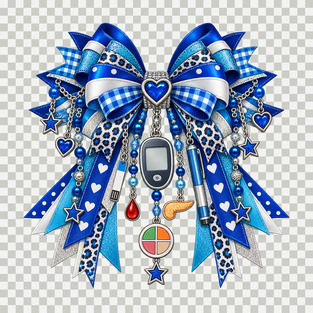 Diabetes Awareness PNG, Glucose Meter and Insulin Coquette Bow, No Text Sublimation Clipart, Transparent Digital Download transparency and detail preview thumbnail