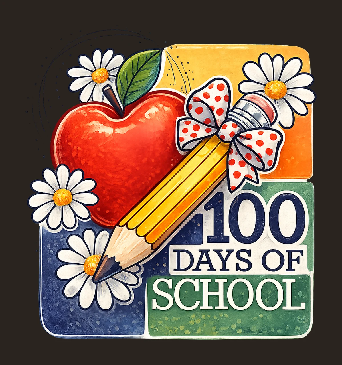 Preppy 100 days of school survived 100 days retro design contrast preview thumbnail