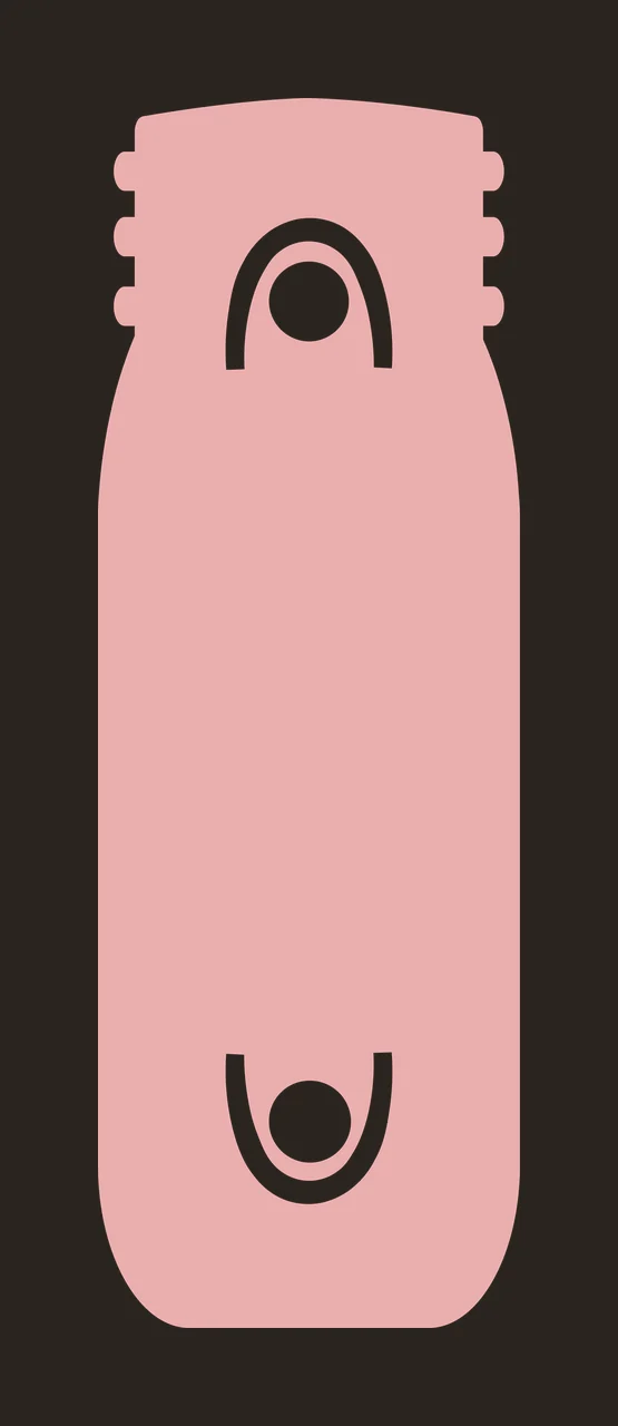 Reusable water bottle Illustration with bottle silhouette, top cap with ridges, white circular arch graphic accents and rounded corners in dusty rose pink contrast preview thumbnail