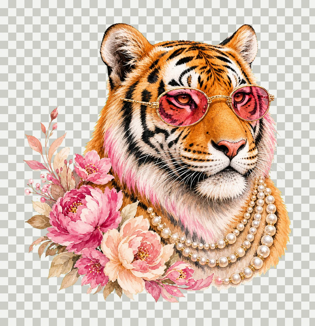 Glam Tiger Preppy Tiger Bling Design Everyday Variation A transparency and detail preview thumbnail
