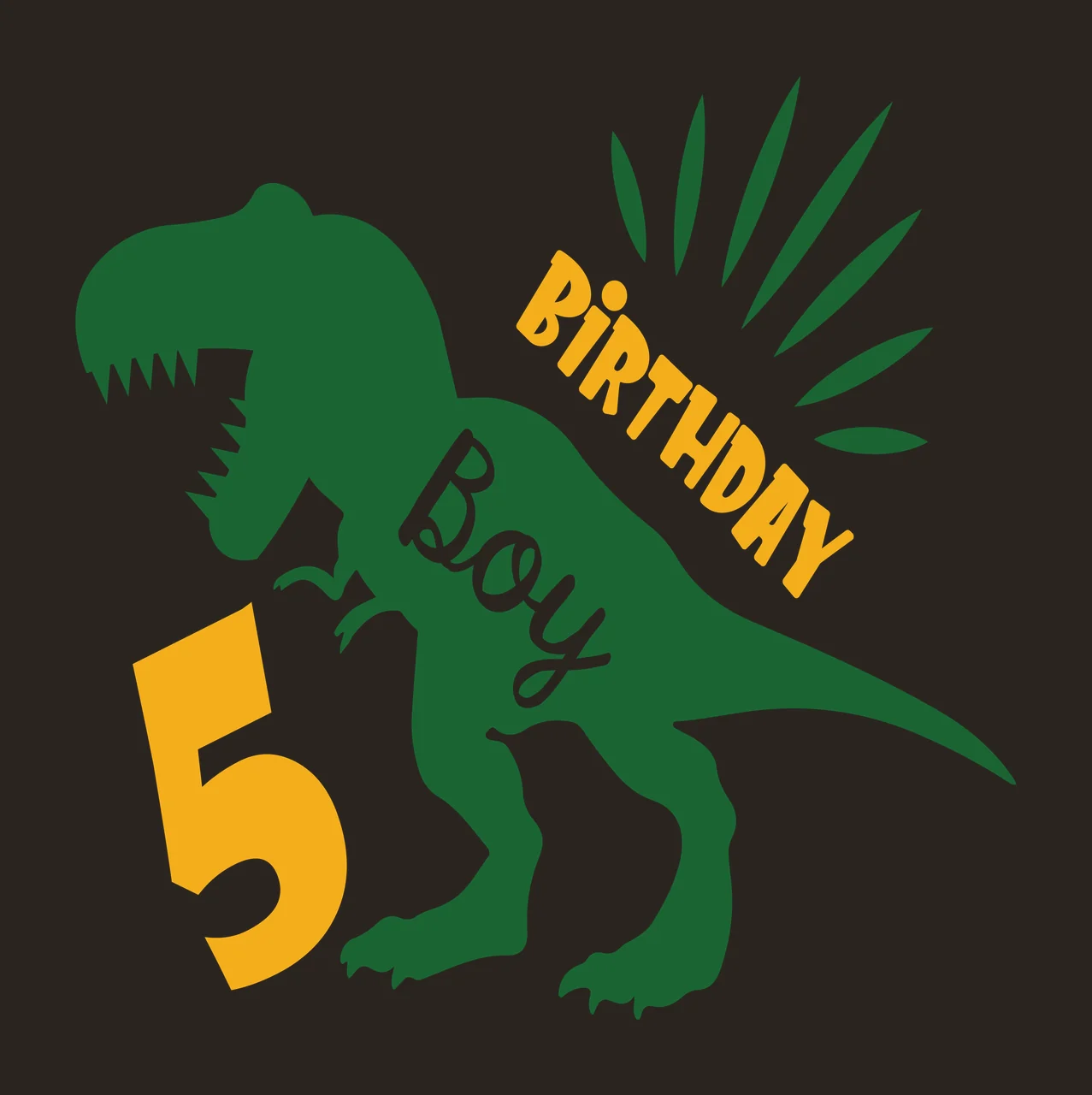Birthday Dinosaur Graphic standing number sunburst Variation contrast preview thumbnail