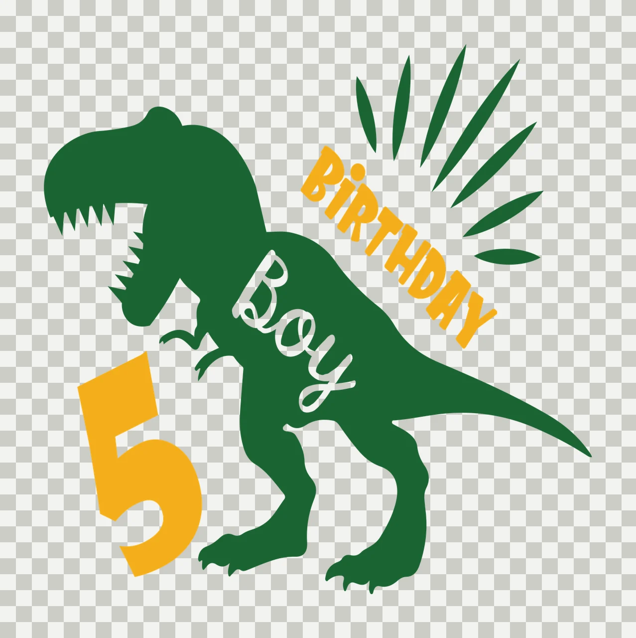 Birthday Dinosaur Graphic standing number sunburst Variation transparency and detail preview thumbnail