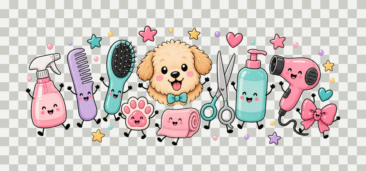 Dog Groomer Pet Groomer Design Doodle Style Dog Variation A transparency and detail preview thumbnail