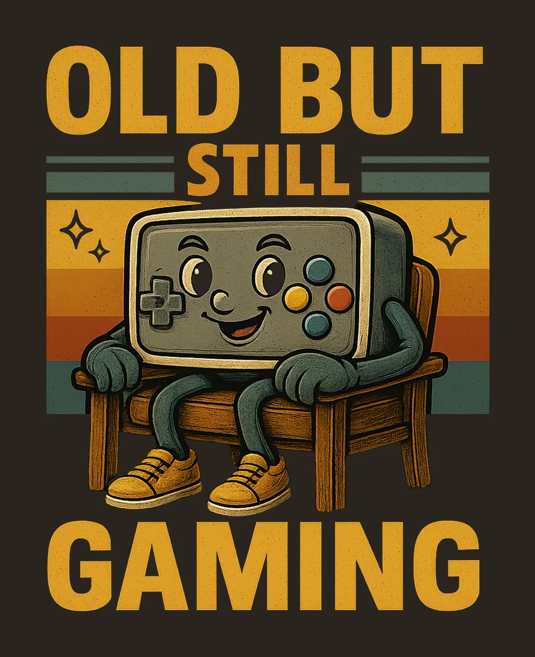 Old But Still Playing Retro Gamer Controller Artwork Funny contrast preview thumbnail