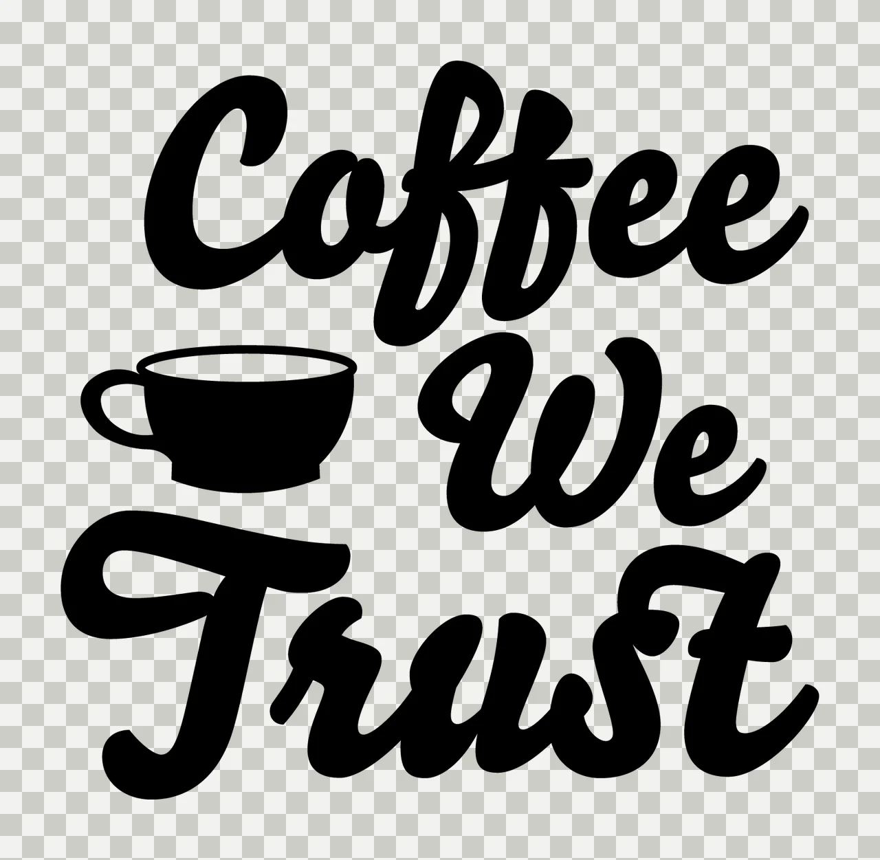 Can Glass Wrap Coffee We Trust Script Text Displaying phrase transparency and detail preview thumbnail