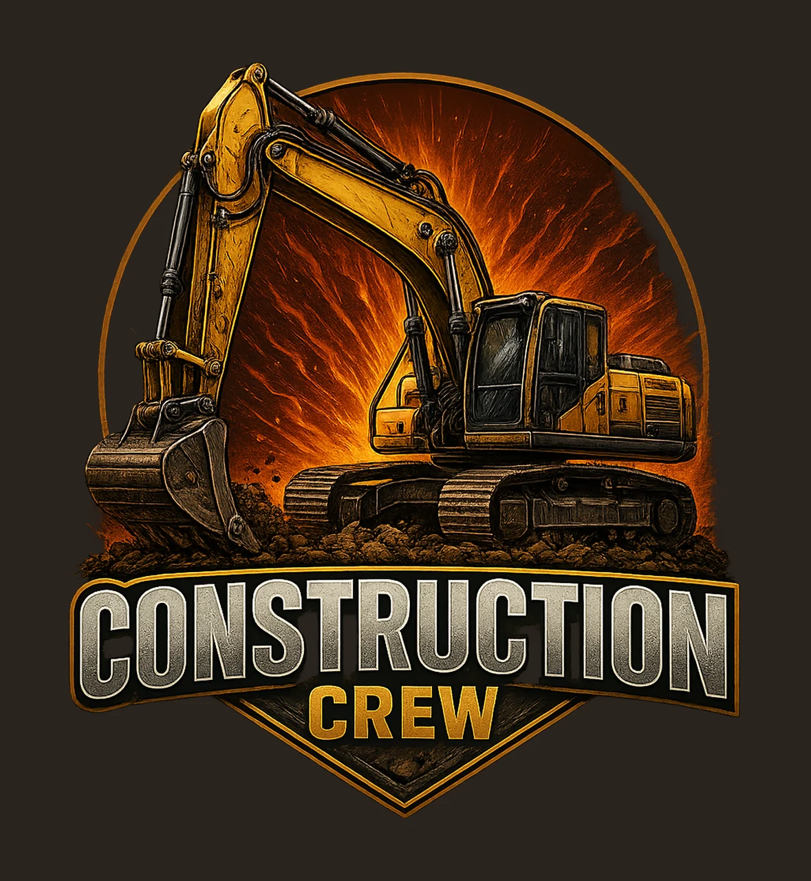 Construction Crew Kids Design Excavator Artwork Boys Shirt contrast preview thumbnail