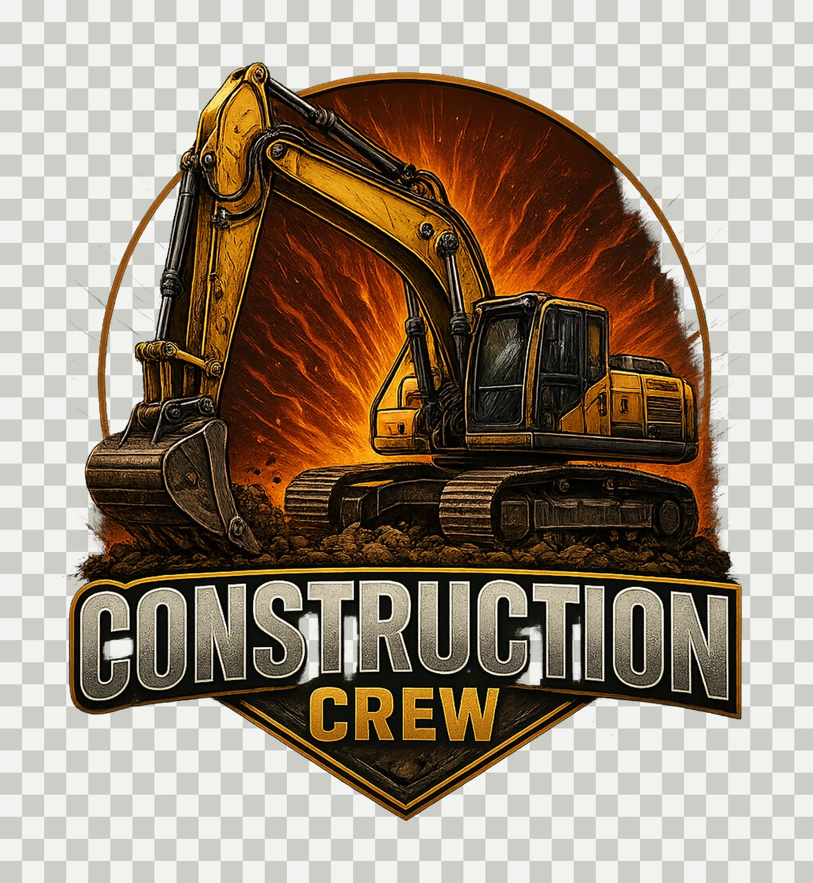 Construction Crew Kids Design Excavator Artwork Boys Shirt transparency and detail preview thumbnail
