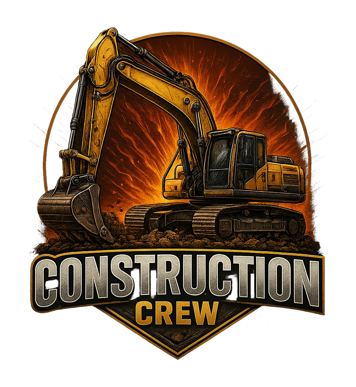 Construction Crew Kids Design Excavator Artwork Boys Shirt