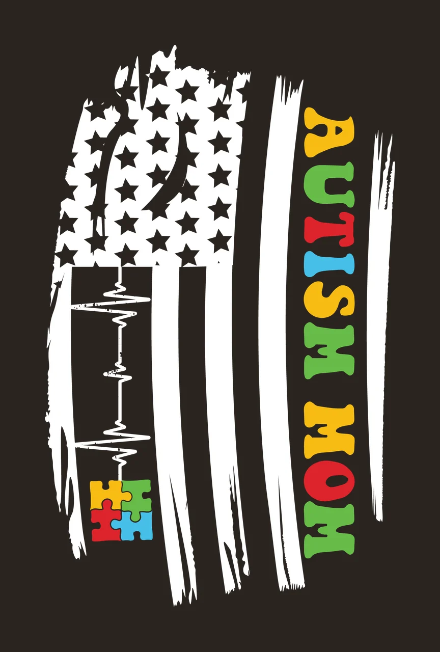 Autism Flag Autism Mom American Heartbeat Puzzle symbol distressed contrast preview thumbnail
