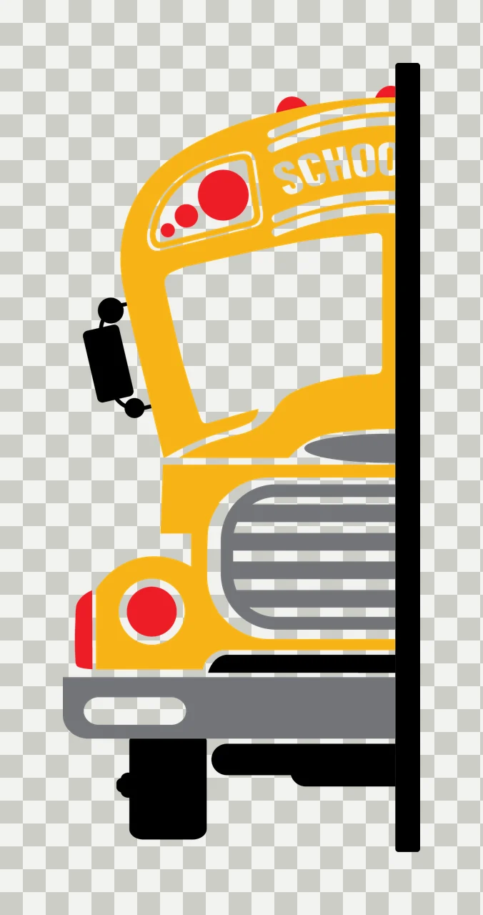 School Bus With Grille And Headlights In Black transparency and detail preview thumbnail