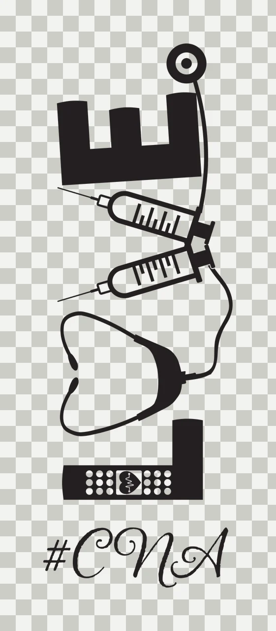 Medical Love Cna Themed Design text stethoscope syringes typographic transparency and detail preview thumbnail