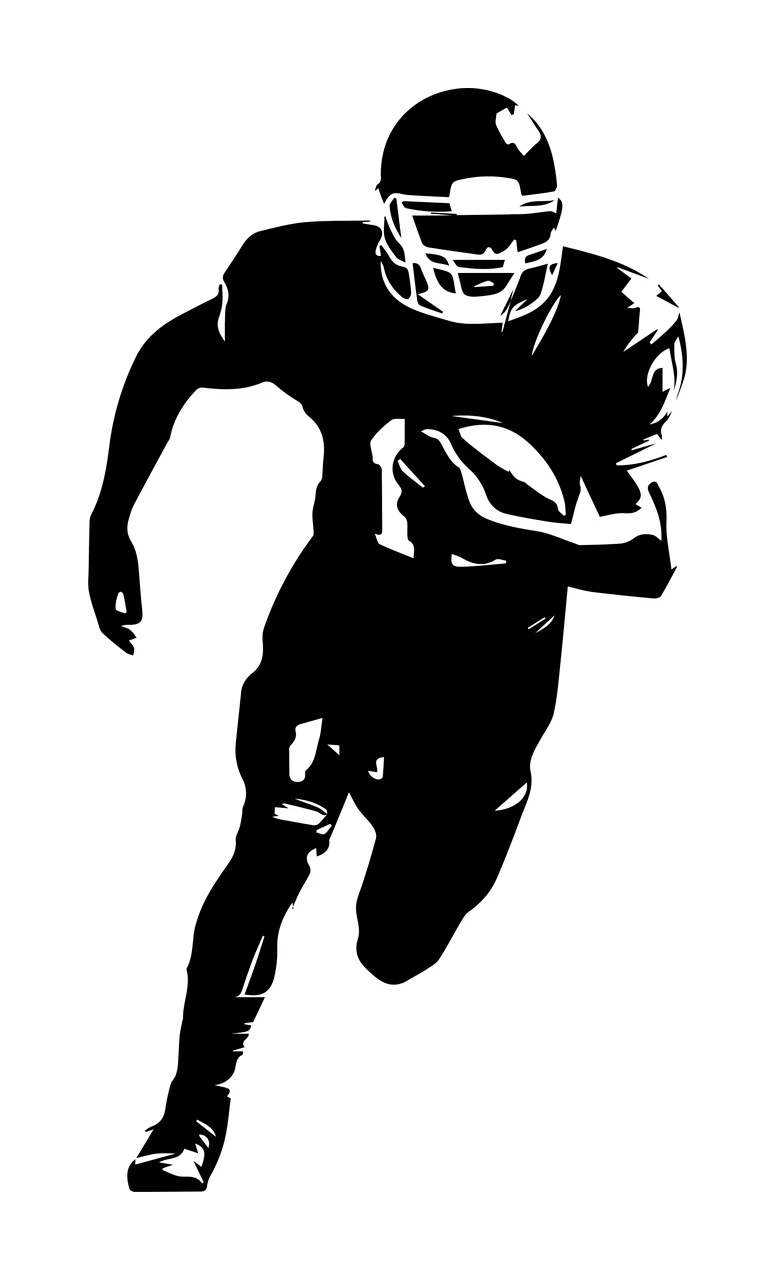 Football Player American Running With Ball helmet jersey silhouette