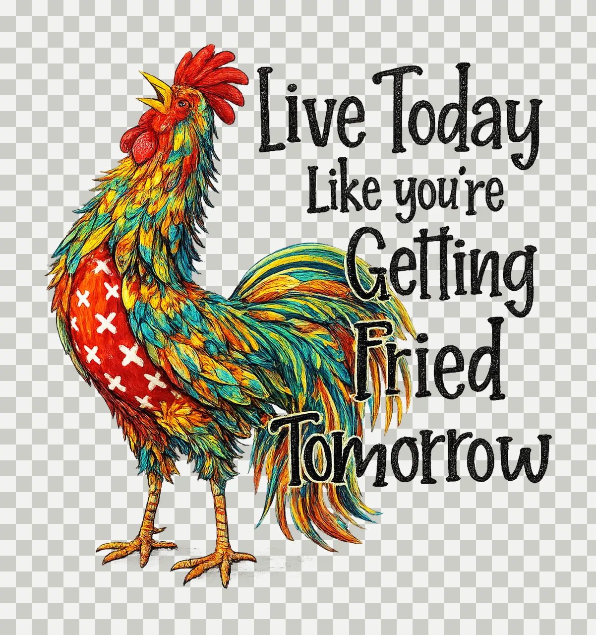 Live Today Like Fried Tomorrow Chicken Rooster Design transparency and detail preview thumbnail