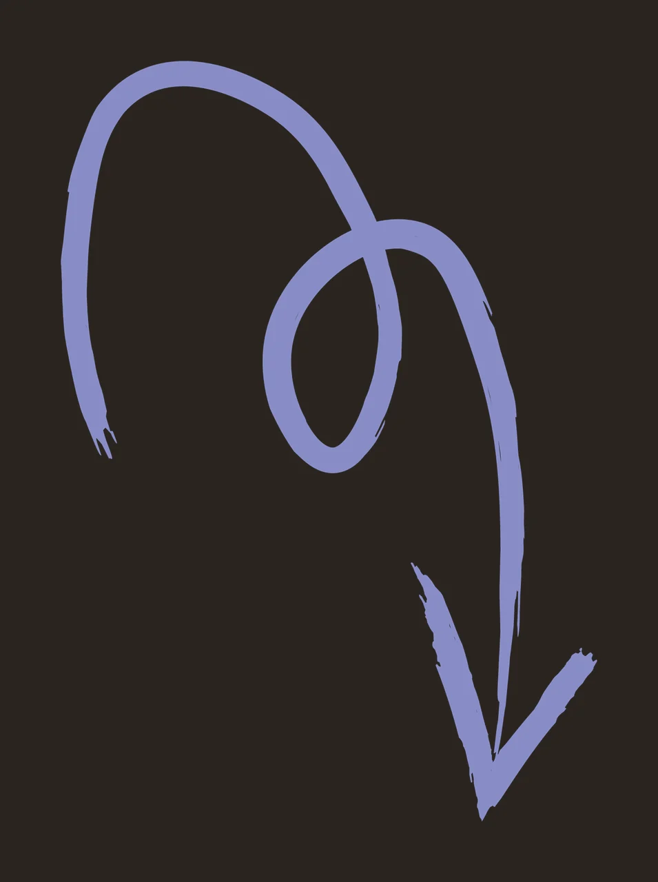Brush Swirl Arrow Pointing Down Right Curving Hand drawn stroke contrast preview thumbnail