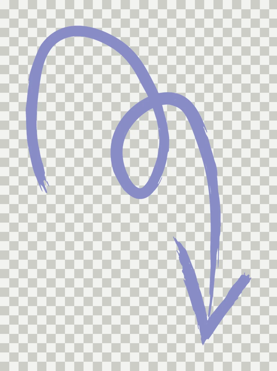 Brush Swirl Arrow Pointing Down Right Curving Hand drawn stroke transparency and detail preview thumbnail