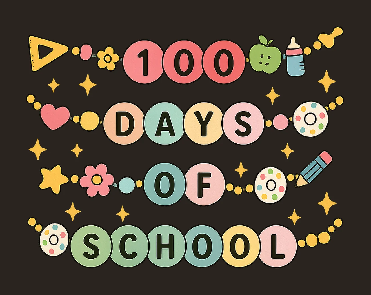 Little Girl 100 Days Of School Bracelet Retro 100 Days contrast preview thumbnail
