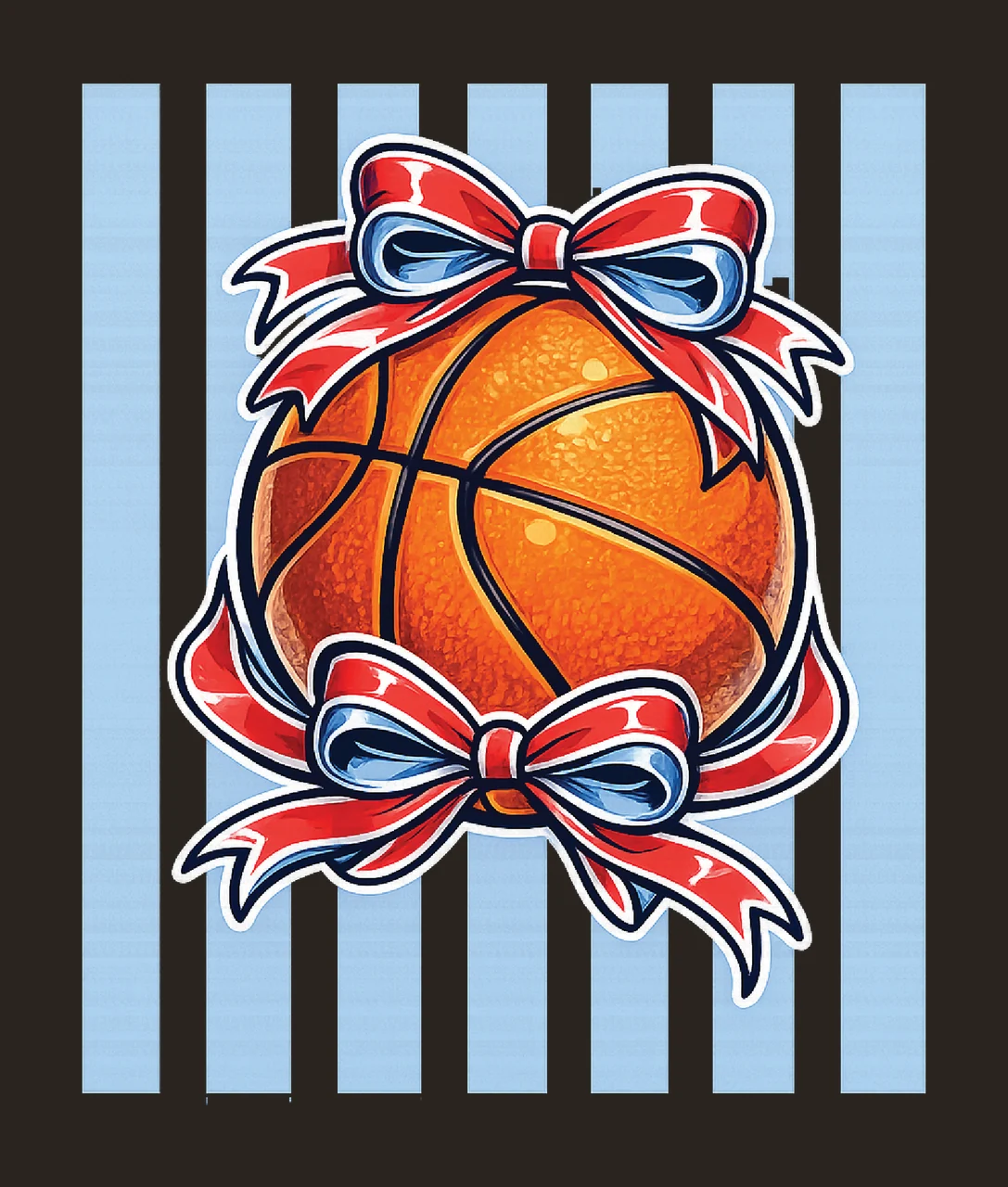 Basketball Stripes Retro Vintage Bow Design Coquette Style contrast preview thumbnail