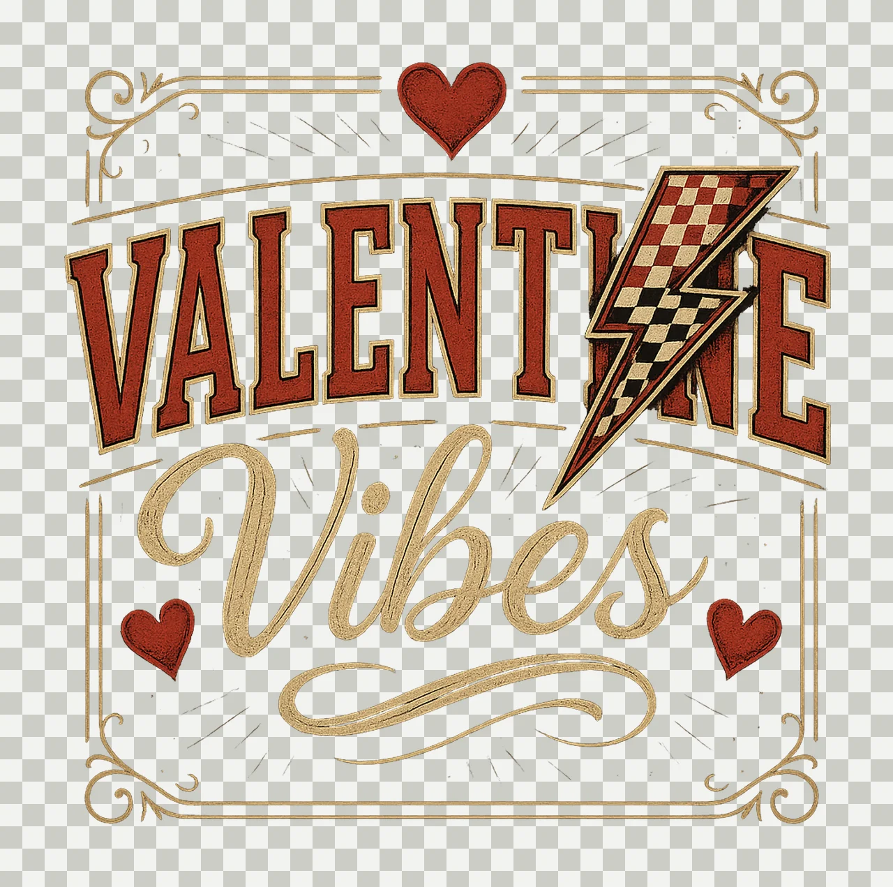 Retro Valentine Vibes Sublimation Design Vintage Love transparency and detail preview thumbnail