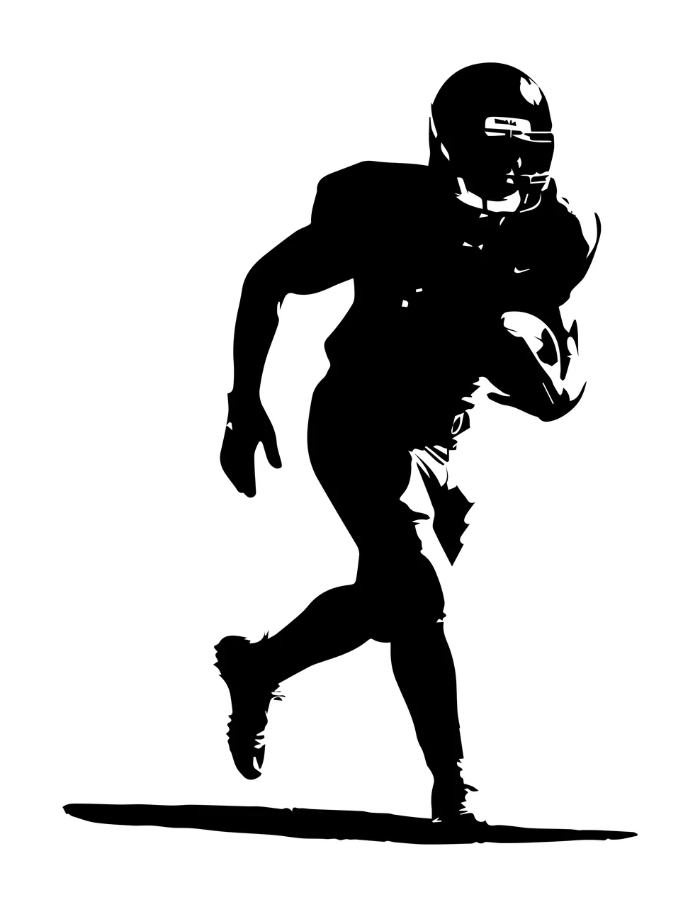Silhouette Of Runner Holding Ball person running helmet black
