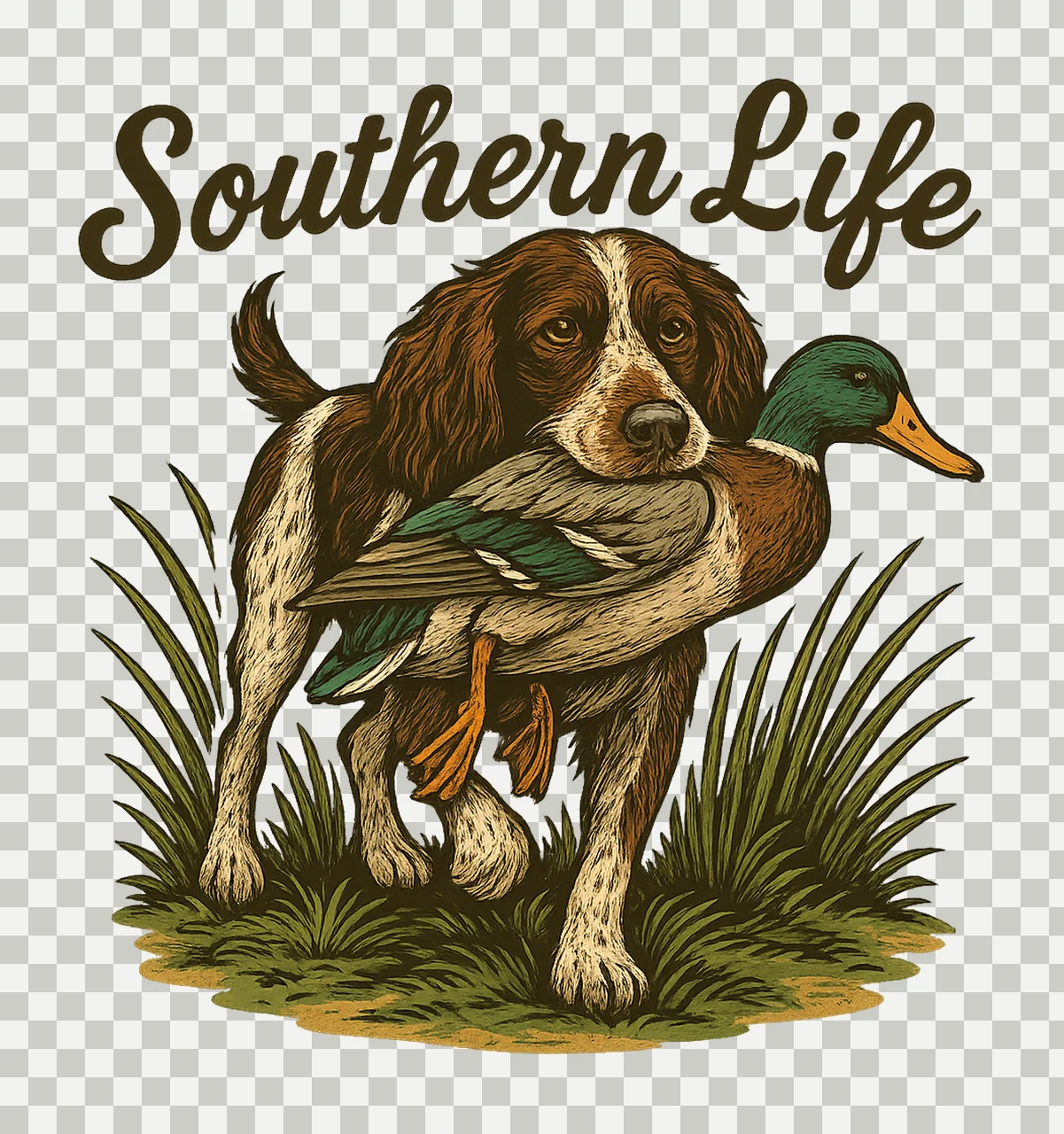 Southern Life Duck Hunting Fishing Artwork German Short Hair transparency and detail preview thumbnail