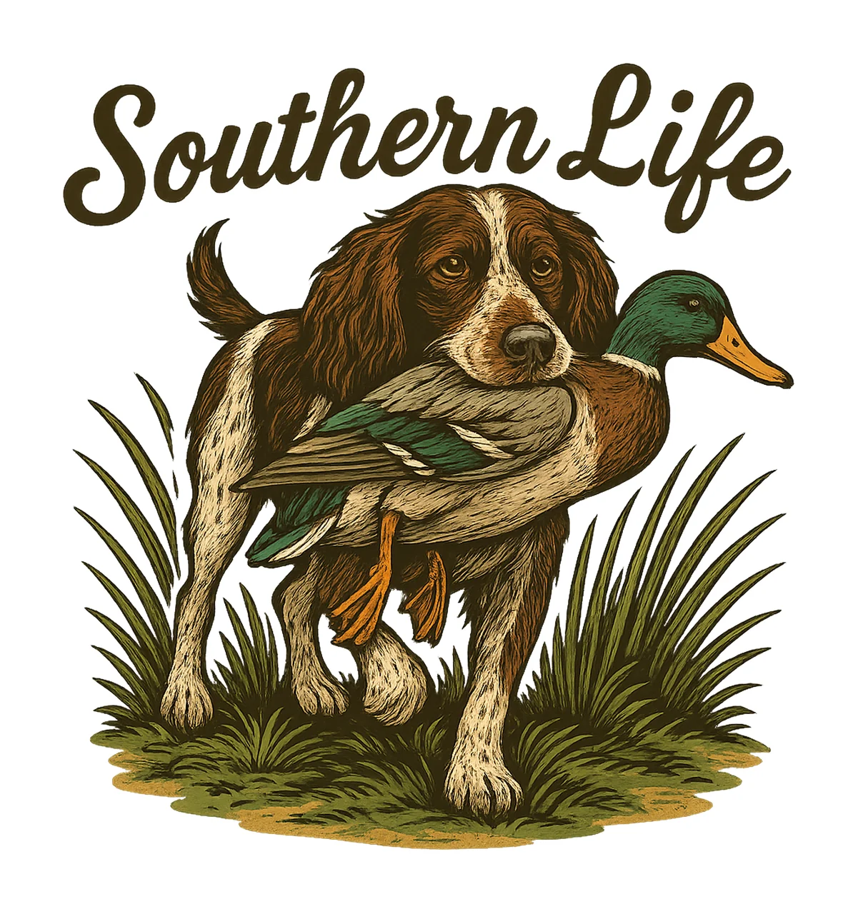 Southern Life Duck Hunting Fishing Artwork German Short Hair