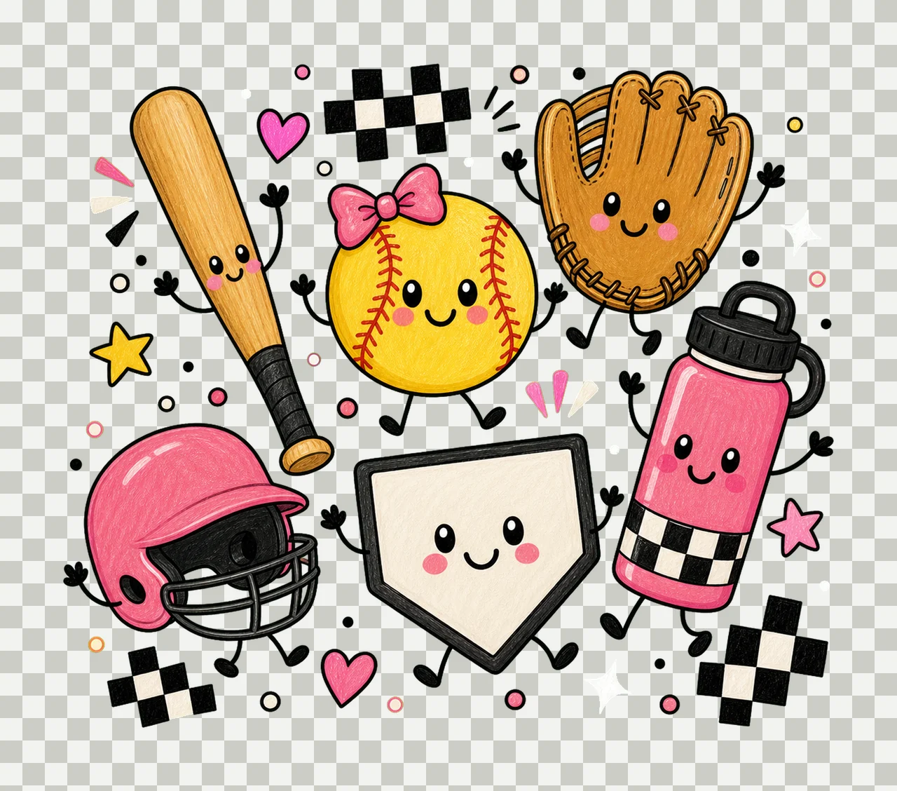 softball game day 02 preppy checker sublimation instant transparency and detail preview thumbnail