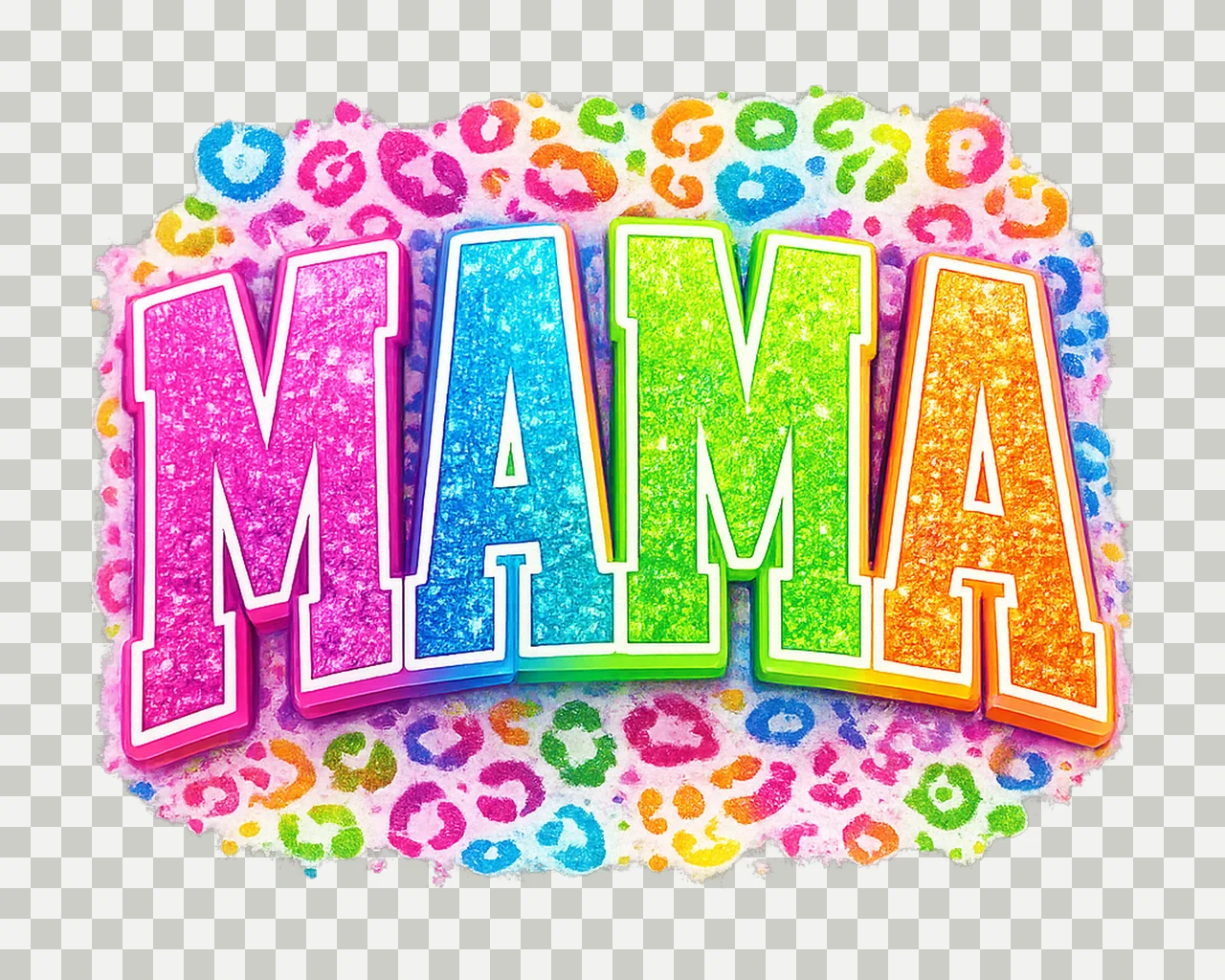 Neon Mama Distressed Varsity Design Colorful Mom Shirt transparency and detail preview thumbnail