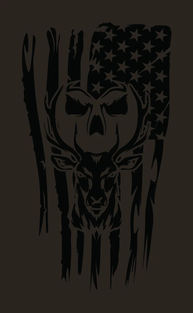 Deer Distressed American Flag Skull Graphic centered stars contrast preview thumbnail