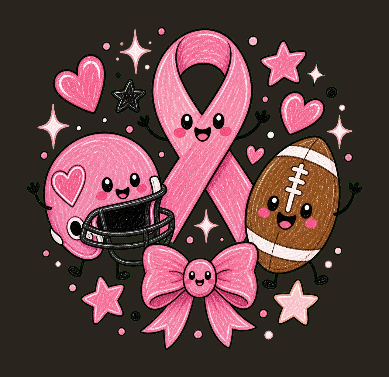 Tackle Breast Cancer Cute Football Awareness Design Ribbon contrast preview thumbnail