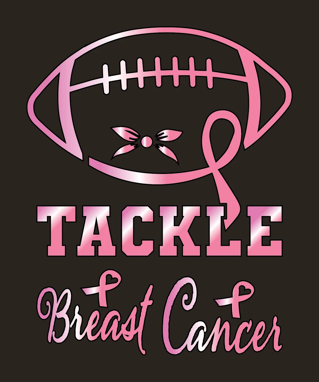 Tackle Breast Cancer Football Ribbon Design heart silhouette contrast preview thumbnail