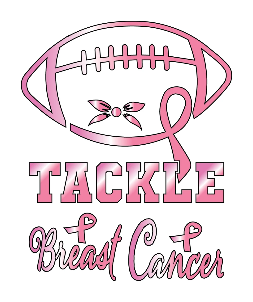Tackle Breast Cancer Football Ribbon Design heart silhouette
