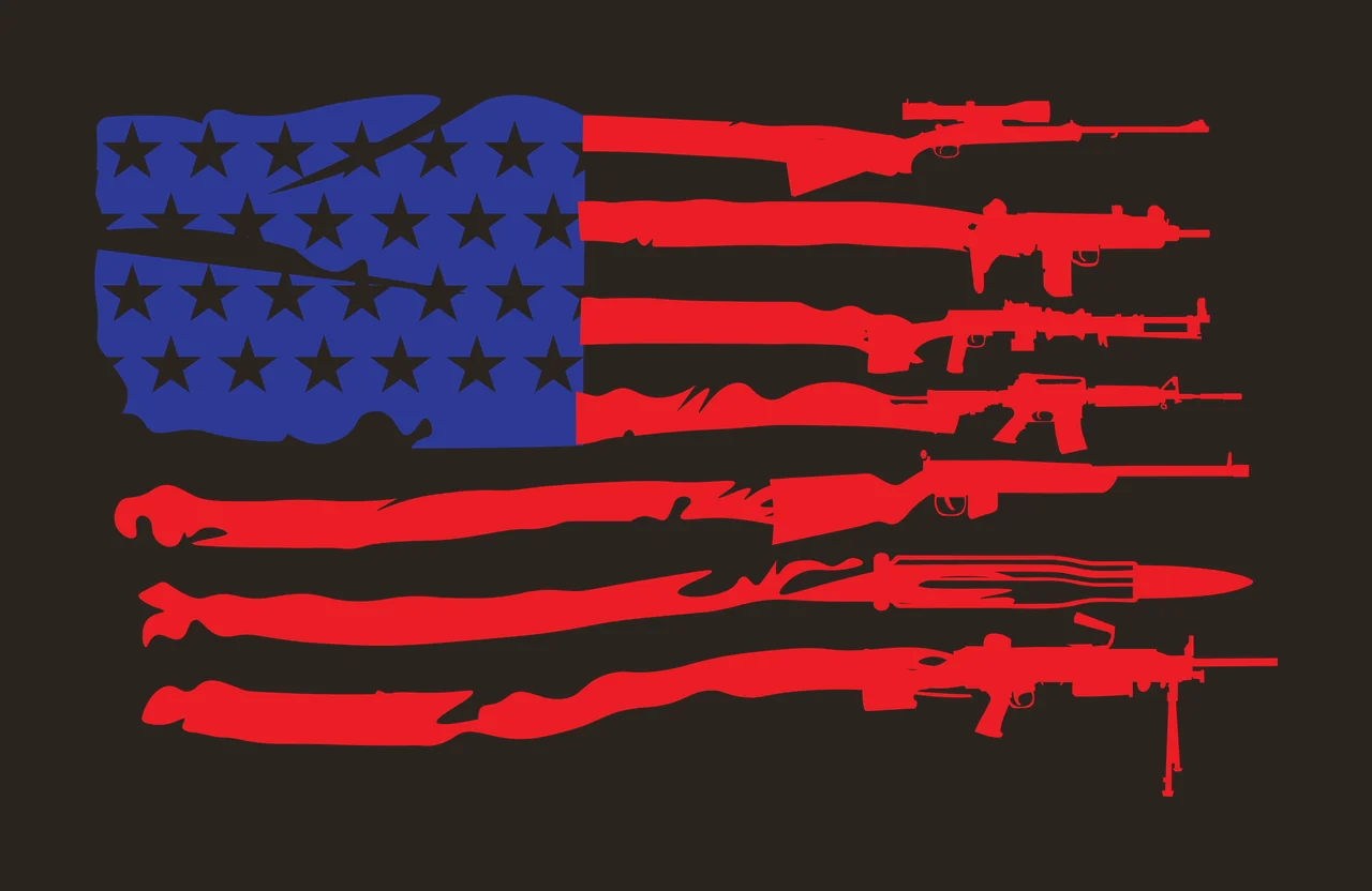 Guns Flag Assorted Weapons Forming Graphic American pattern contrast preview thumbnail