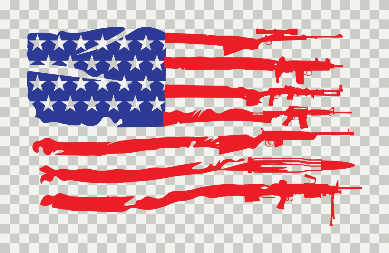 Guns Flag Assorted Weapons Forming Graphic American pattern transparency and detail preview thumbnail