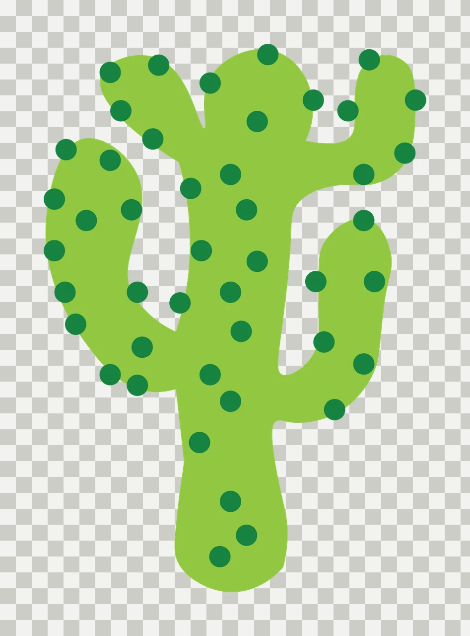 Stylized green cactus with dark green circular dots Illustration in white transparency and detail preview thumbnail