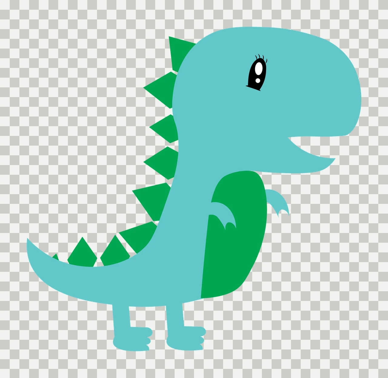 Dinosaur Small Cartoon Standing With Spines On Its silhouette transparency and detail preview thumbnail
