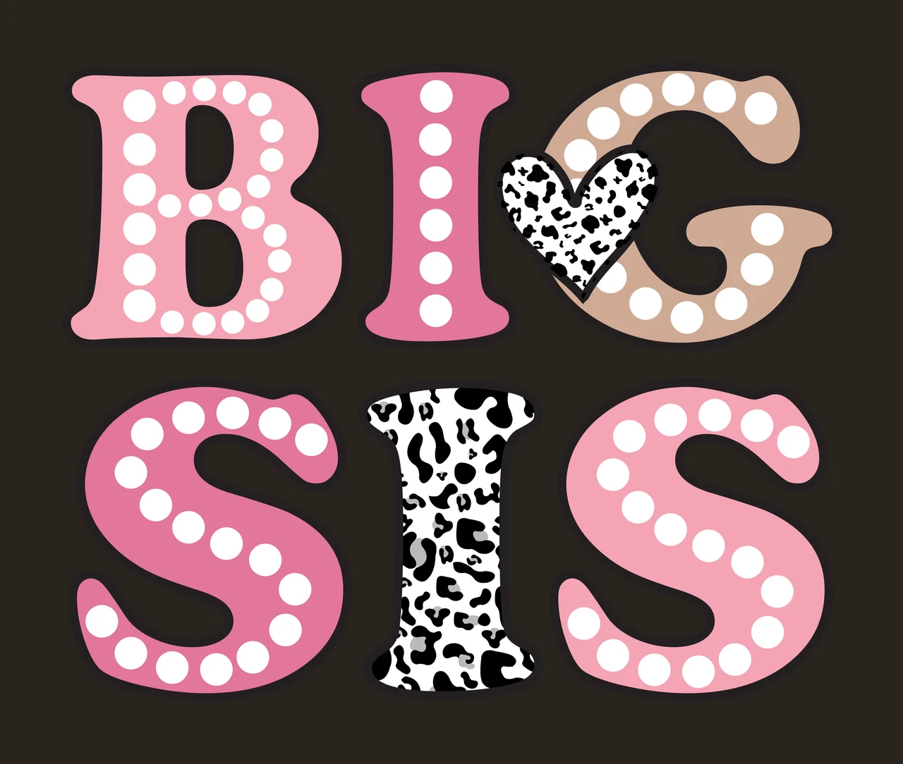 Big Sis Bold Block Lettering letters leopard print pattern contrast preview thumbnail
