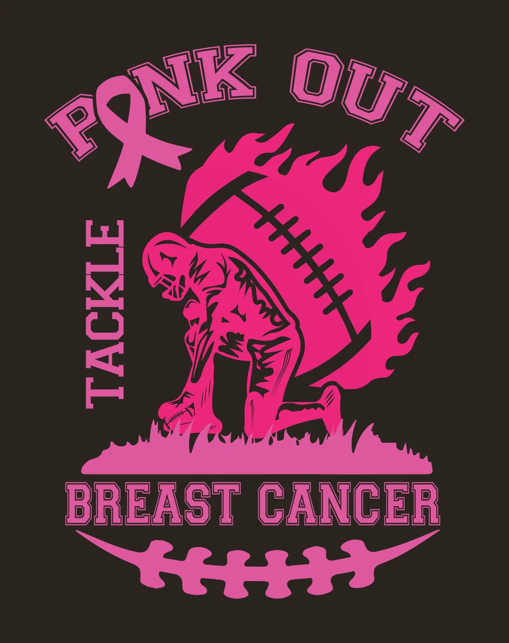 Cancer Football Ribbon burning player black white flame awareness contrast preview thumbnail
