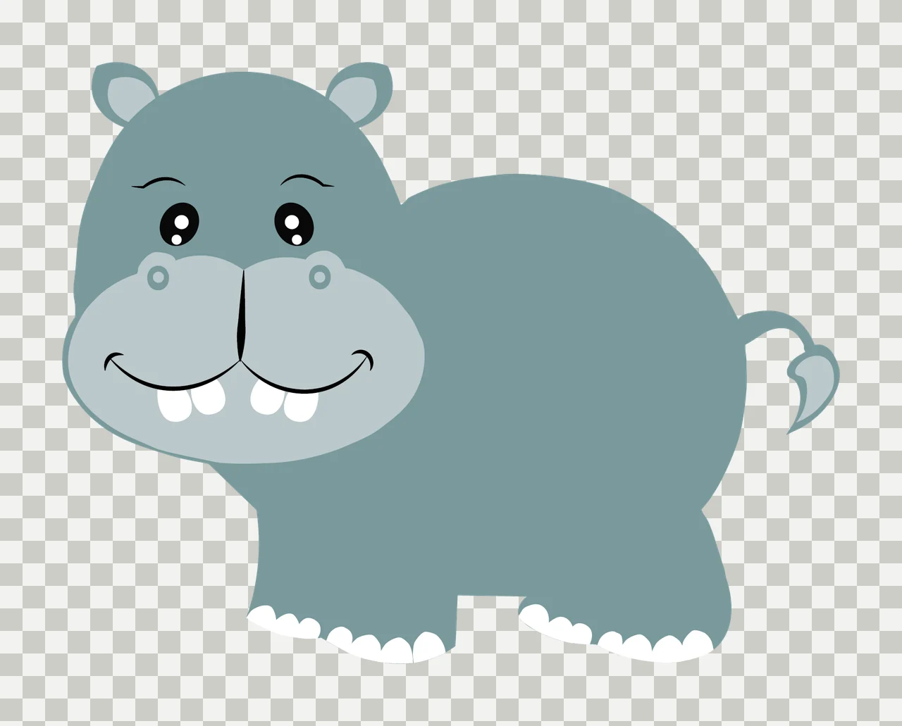 Animal Hippopotamus Silhouette Side Profile standing head ears transparency and detail preview thumbnail
